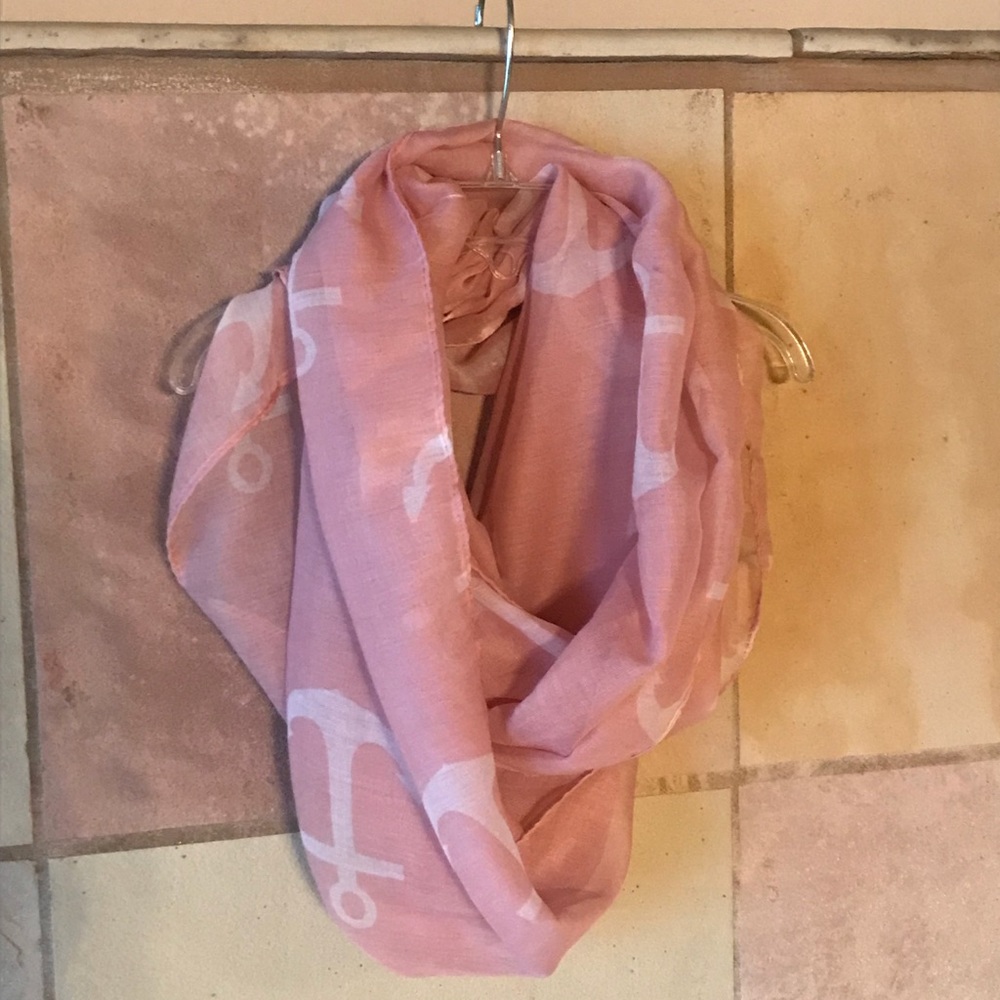 Pink White Anchor Infinity Scarf